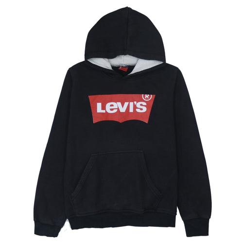Levi's Boys Black Hoodie Pullover Logo Print 10 Years Fleece Sweatshirt