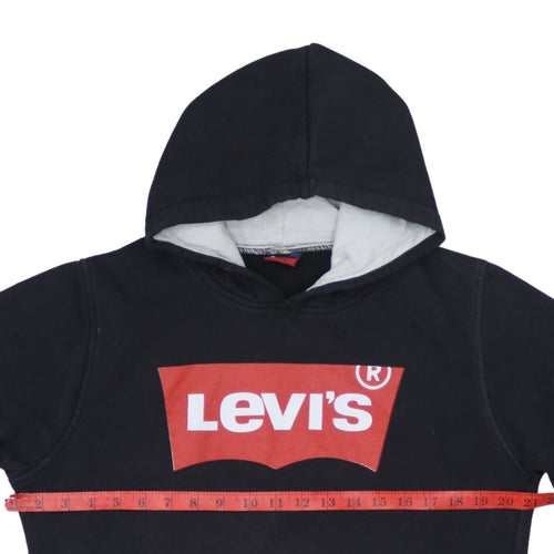 Levi's Boys Black Hoodie Pullover Logo Print 10 Years Fleece Sweatshirt