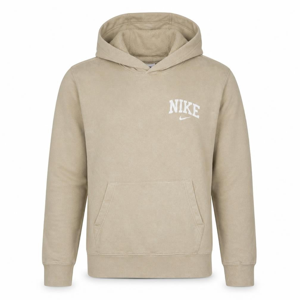 Front view of Nike Men’s Beige Pullover Hoodie M Fleece Sportswear