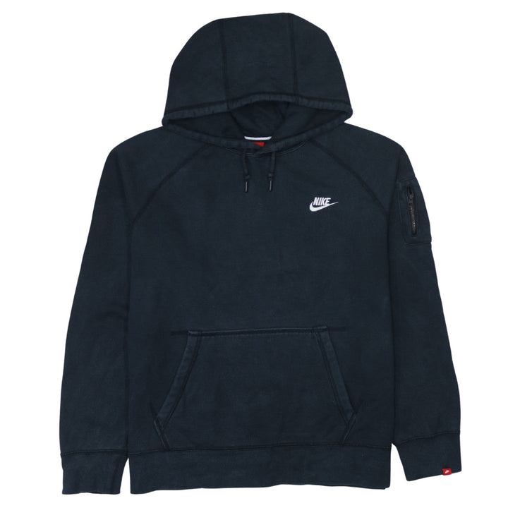 Nike Mens Black Pullover Hoodie L Logo Pocket Fleece Hooded Sweatshirt