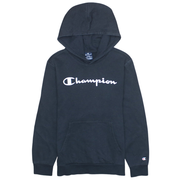 Champion Boys Black Pullover Hoodie Sweatshirt 11-12 Years Logo Fleece