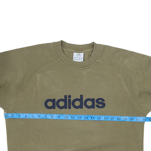 Adidas Boys Green Pullover Sweatshirt 14-15 Years Crew Neck Logo Jumper