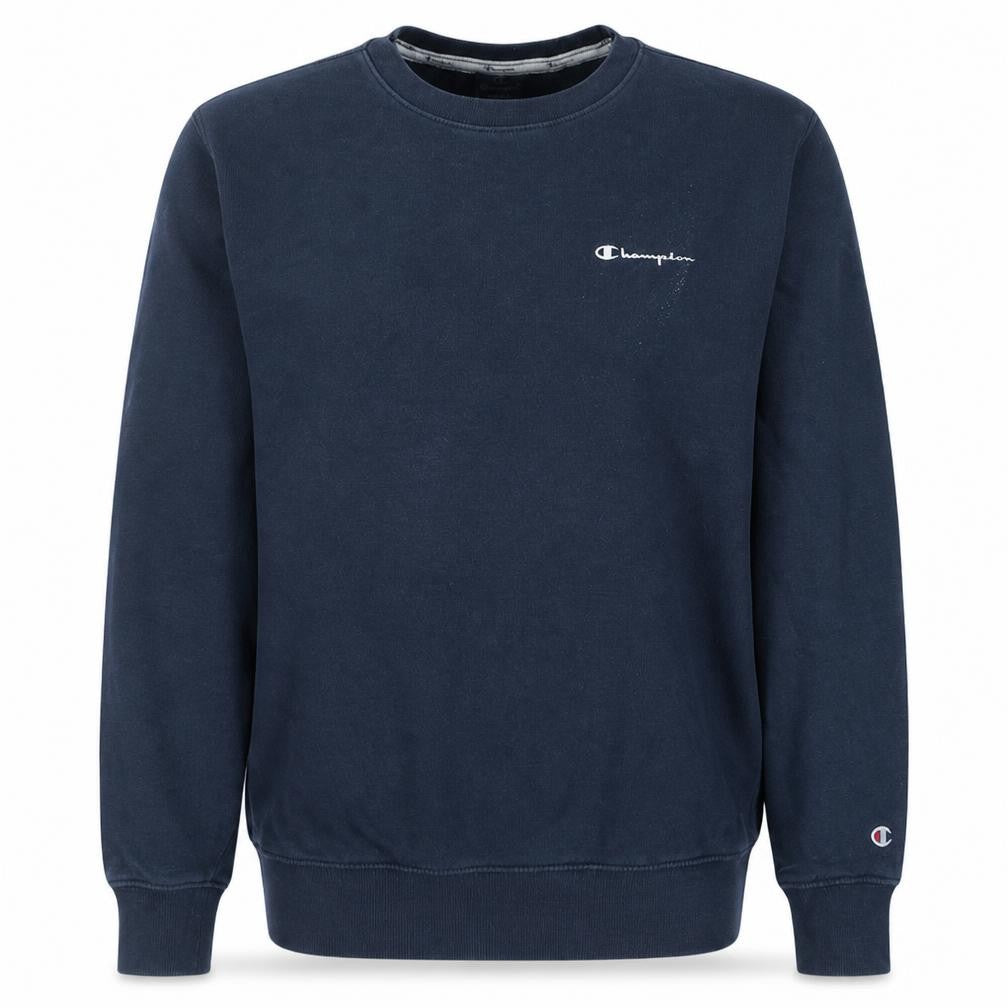 Front view of Champion Men’s Blue Small Sweatshirt Crew Neck Pullover Classic
