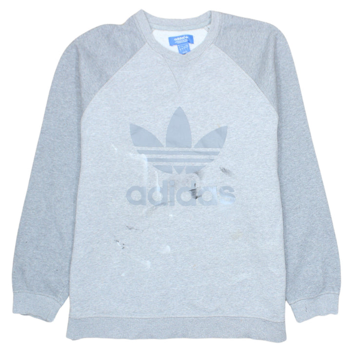 Adidas Men’s Grey Logo Sweatshirt L Pullover Crew Neck Sportswear