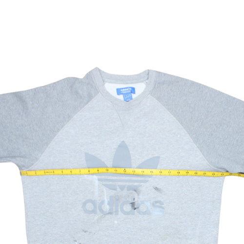 Adidas Men’s Grey Logo Sweatshirt L Pullover Crew Neck Sportswear