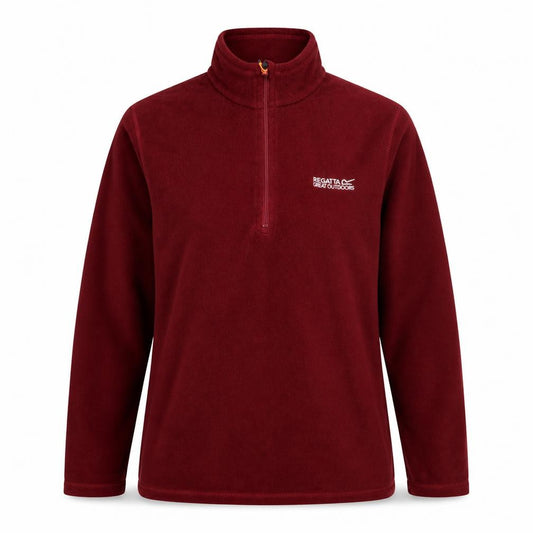 Front view of Regatta Women’s Red Fleece Pullover Sweatshirt UK 14 1/2 Zip Outdoor