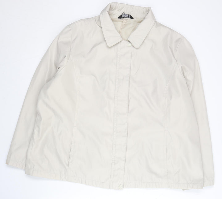 BM Womens Beige XL Basic Jacket Polyester Mid-Length Casual