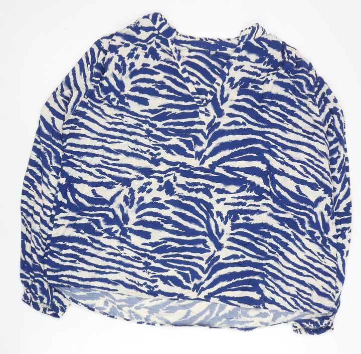 Marks and Spencer Women’s Blue Animal Print Viscose Tunic Blouse Size 14
