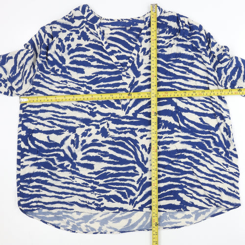 Marks and Spencer Women’s Blue Animal Print Viscose Tunic Blouse Size 14