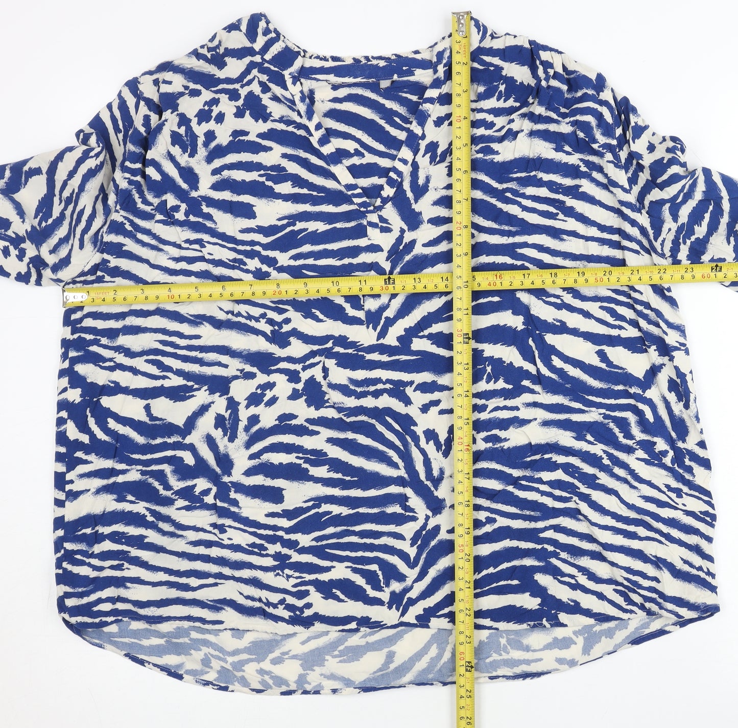 Marks and Spencer Women’s Blue Animal Print Viscose Tunic Blouse Size 14