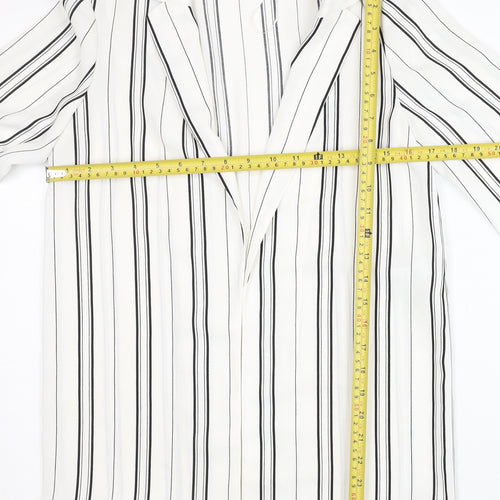 New Look Women White Striped Suit Jacket Size 6 Regular Fit