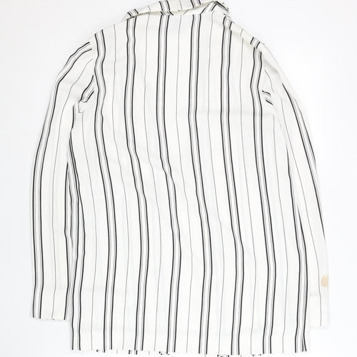New Look Women White Striped Suit Jacket Size 6 Regular Fit