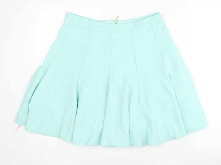 Closet Women’s Green Skater Skirt Size 14 Knee Length Zip