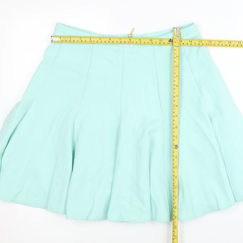 Closet Women’s Green Skater Skirt Size 14 Knee Length Zip