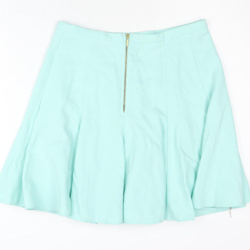 Closet Women’s Green Skater Skirt Size 14 Knee Length Zip