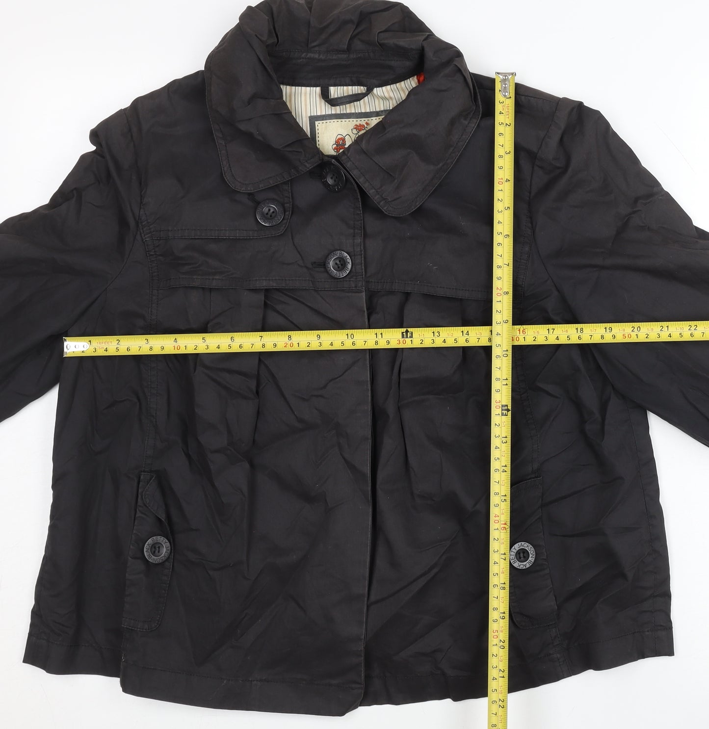 Betty Jackson Black Women's Black Cotton Overcoat Size 12
