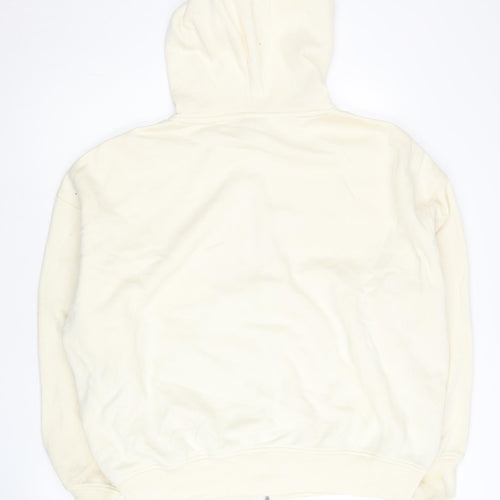 Bershka Womens Ivory Full Zip Hoodie XS Cotton Blend