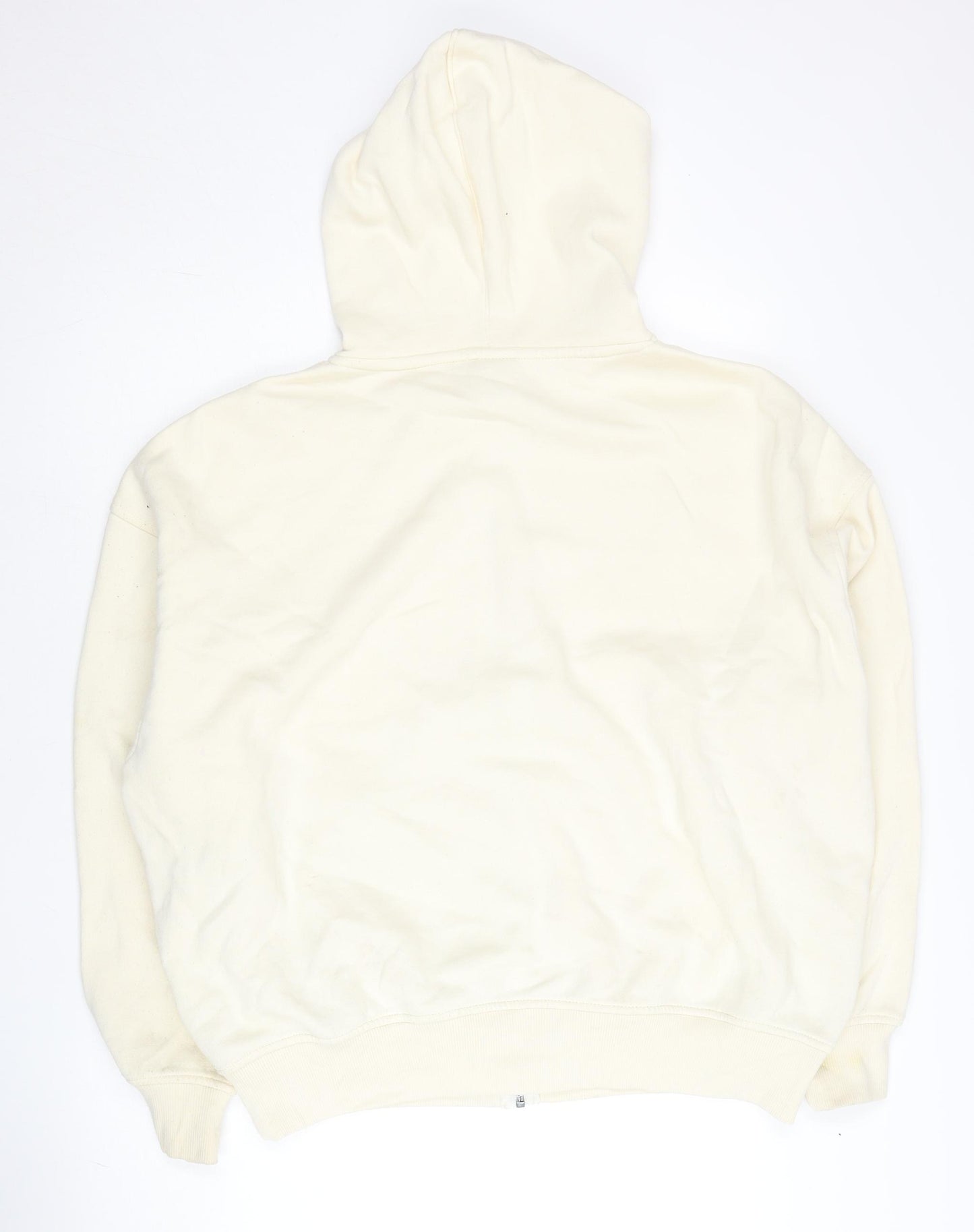 Bershka Womens Ivory Full Zip Hoodie XS Cotton Blend