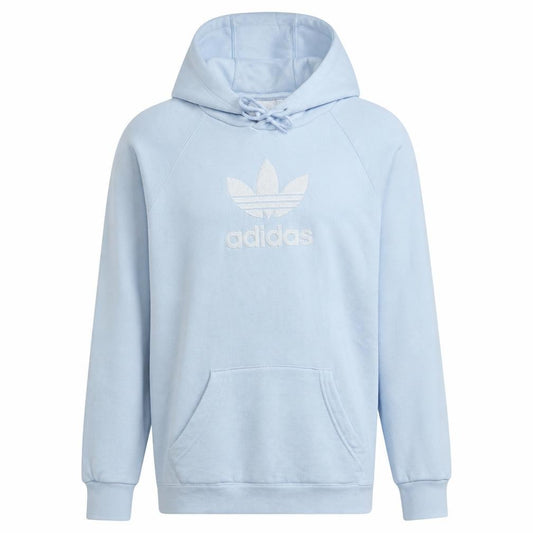 Front view of Adidas men’s blue xs pullover hoodie logo hooded sweatshirt