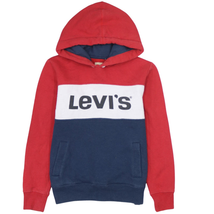 Levi's Boys Red Colourblock Pullover Hoodie Size 12 Years Cotton Blend