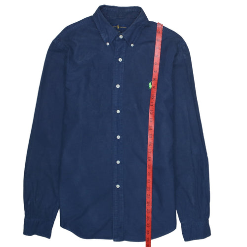 Ralph Lauren Men's Blue Slim Fit Linen Button-Up Shirt M