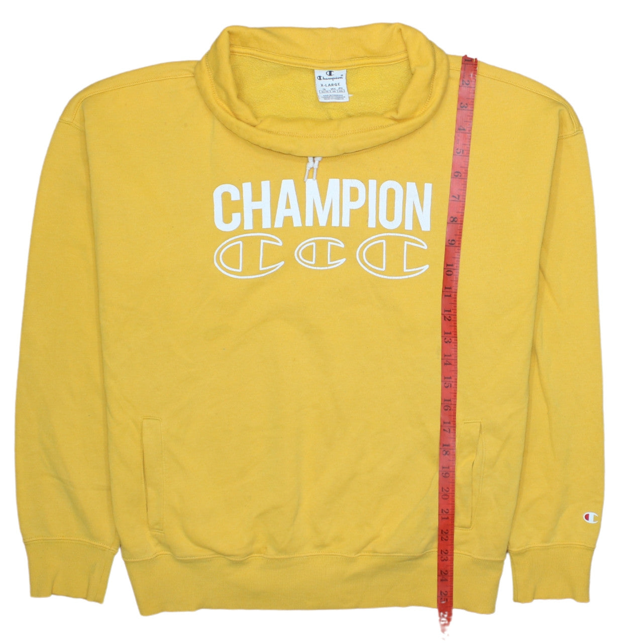 Champion Men’s Yellow XL Pullover Sweatshirt High Neck Logo
