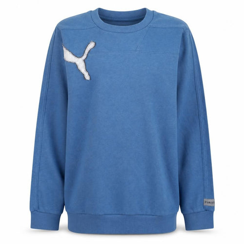 Puma Teens Blue Sweatshirt UK 24/26 Crew Neck Long Sleeve Logo