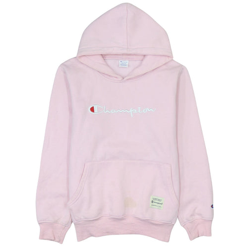 Champion Womens Pink Medium Pullover Hoodie Logo Embroidered Sportswear