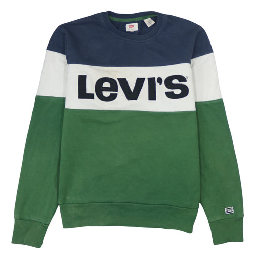 Levi's Men's Colour Block Logo Sweatshirt Blue Green White Size S