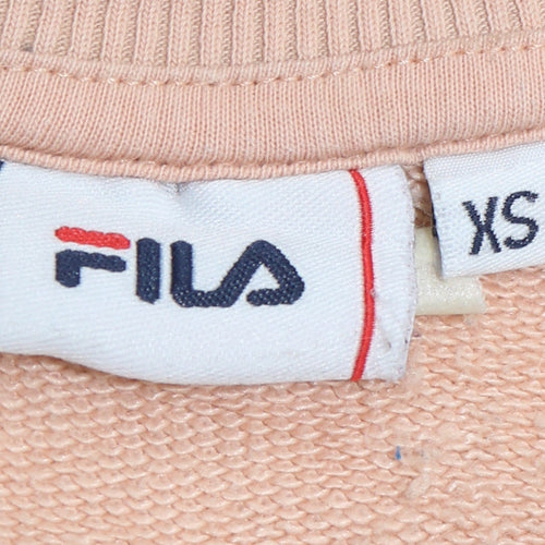 Fila Womens Sweatshirt XS Beige Grey Colourblock Crew Neck Logo