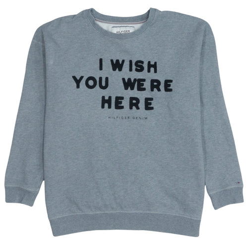 Tommy Hilfiger Men’s Grey Pullover Sweatshirt M Logo Graphic