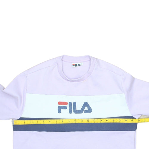 Fila Mens Purple Logo Sweatshirt XS Crew Neck Pullover Retro Sportswear