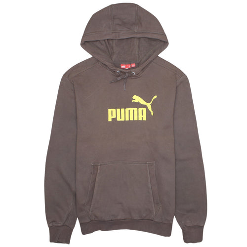 Puma Men's Brown Pullover Hoodie M Logo Sportswear Cotton Blend