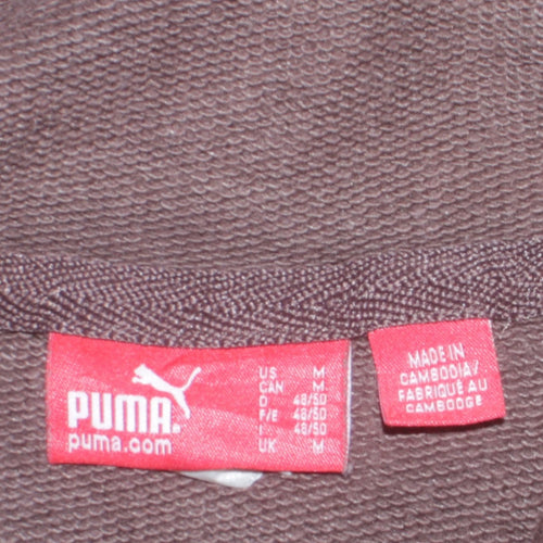 Puma Men's Brown Pullover Hoodie M Logo Sportswear Cotton Blend
