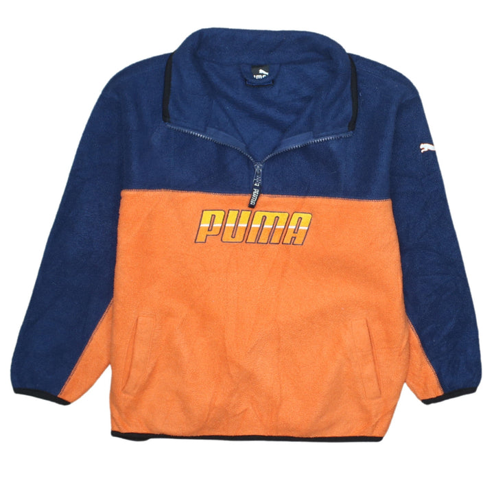 Puma Boys Blue Orange Fleece 1/4 Zip Sweatshirt Age 7-8 Years