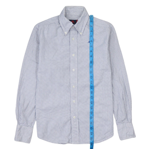 Robe Di Kappa Mens XS Blue Check Button-Up Long Sleeve Shirt