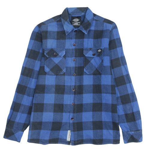 Dickies Men’s Blue Check Flannel Shirt Large Regular Fit