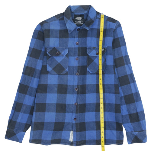 Dickies Men’s Blue Check Flannel Shirt Large Regular Fit