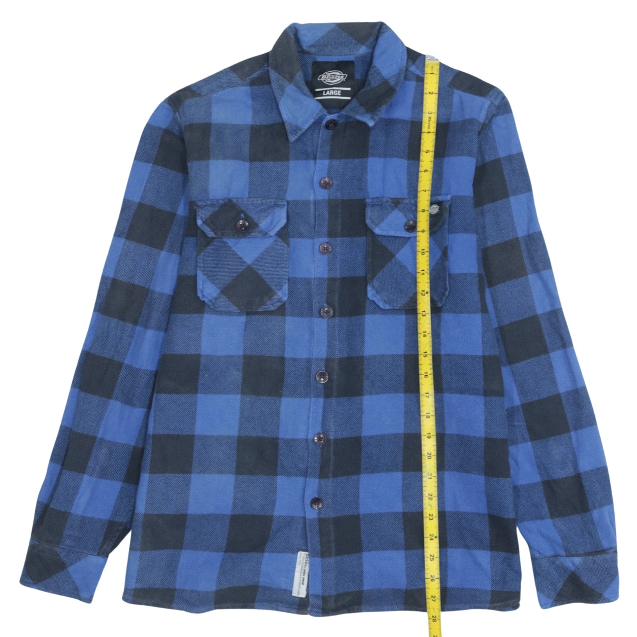 Dickies Men’s Blue Check Flannel Shirt Large Regular Fit