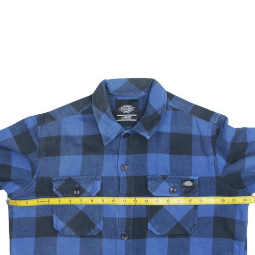 Dickies Men’s Blue Check Flannel Shirt Large Regular Fit