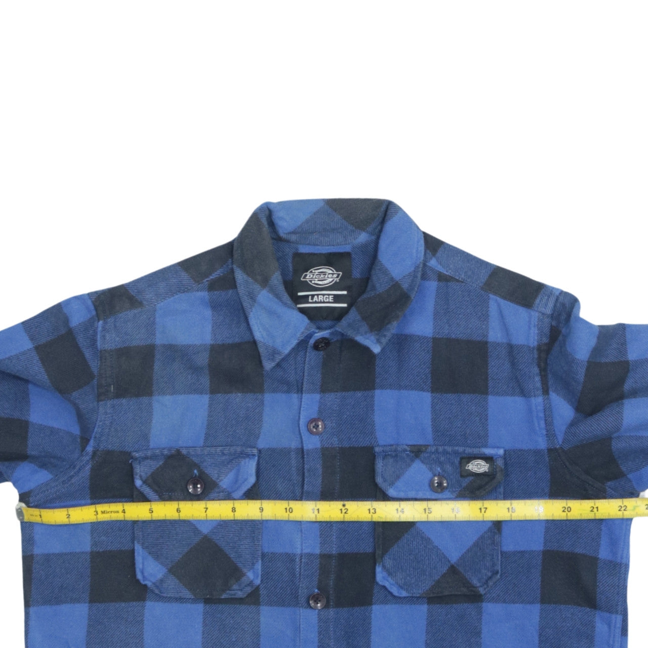 Dickies Men’s Blue Check Flannel Shirt Large Regular Fit