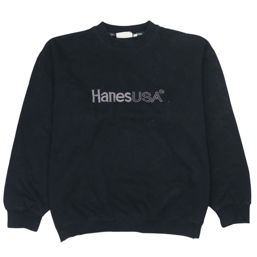Hanes USA Men’s Black XL Crew Neck Pullover Sweatshirt Embroidered