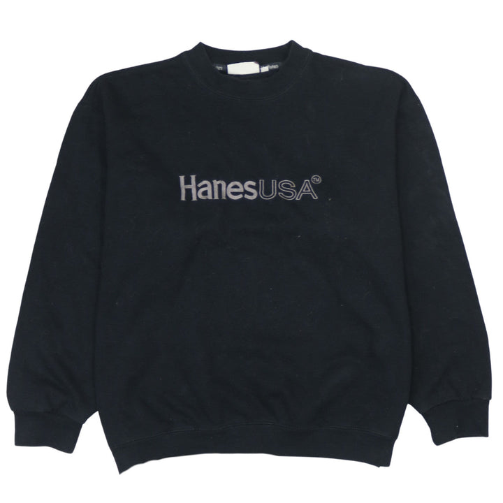 Hanes USA Men’s Black XL Crew Neck Pullover Sweatshirt Embroidered