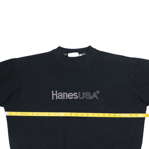 Hanes USA Men’s Black XL Crew Neck Pullover Sweatshirt Embroidered