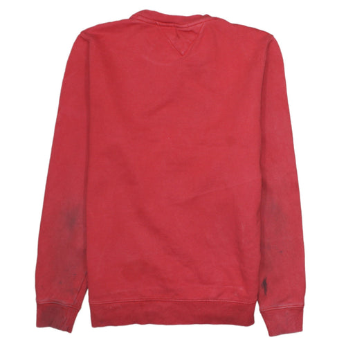 Tommy Jeans Mens Red Crew Neck Logo Sweatshirt L Pullover