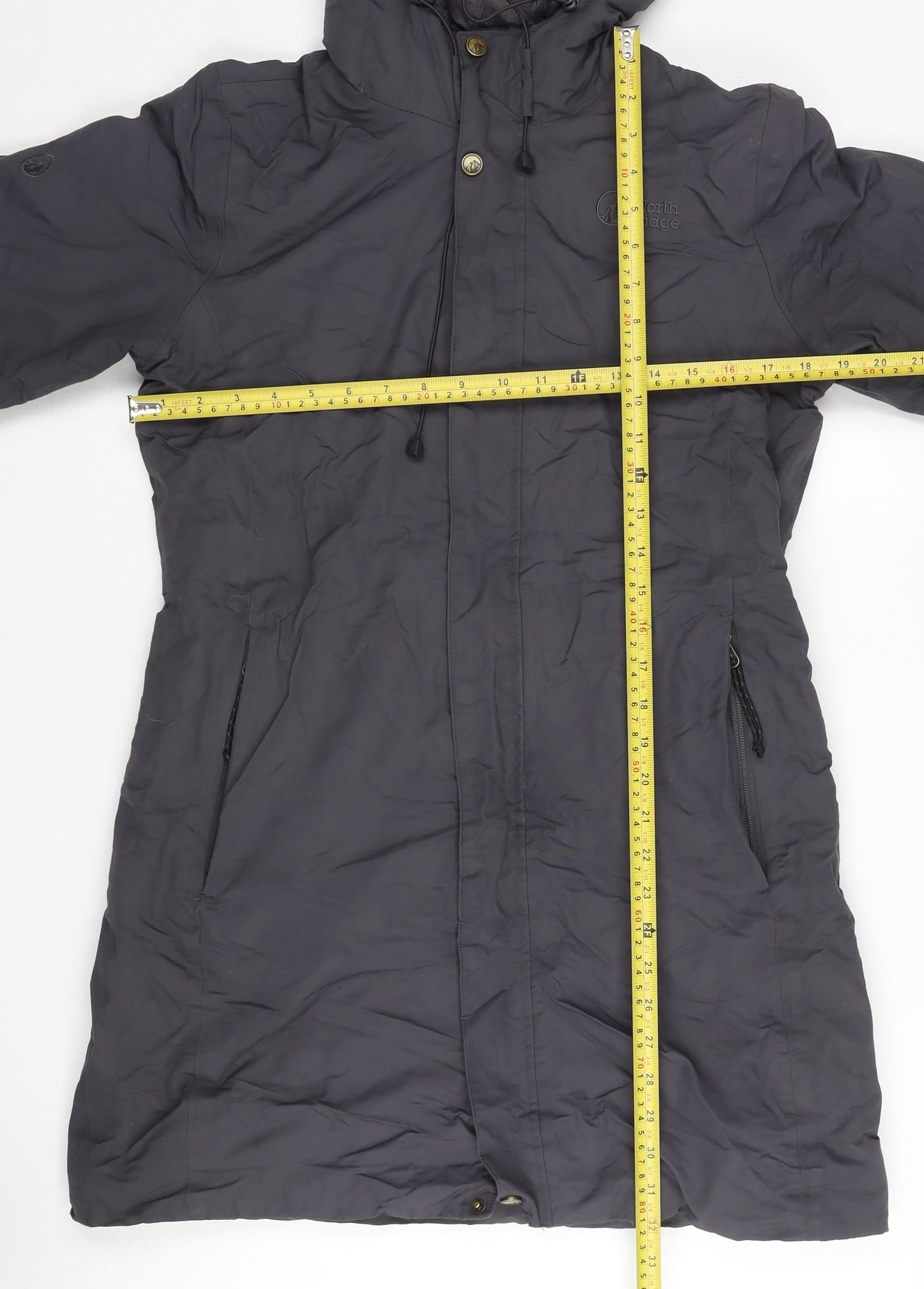 North Ridge Womens Grey Size 8 Long Hooded Down Puffer Coat