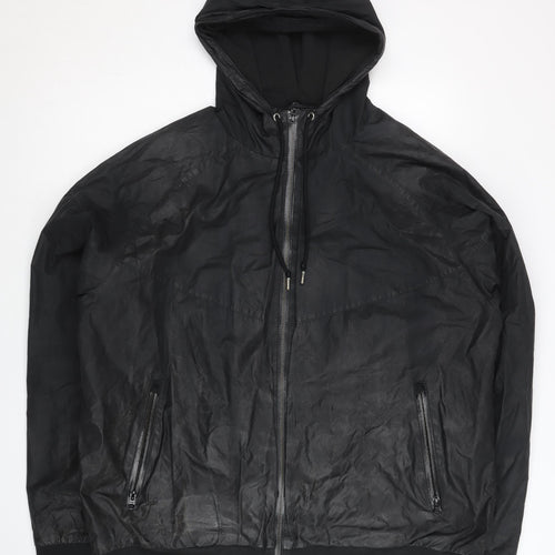 Nike Men’s Black L 42"-44" Hooded Windbreaker Jacket Full Zip Polyester