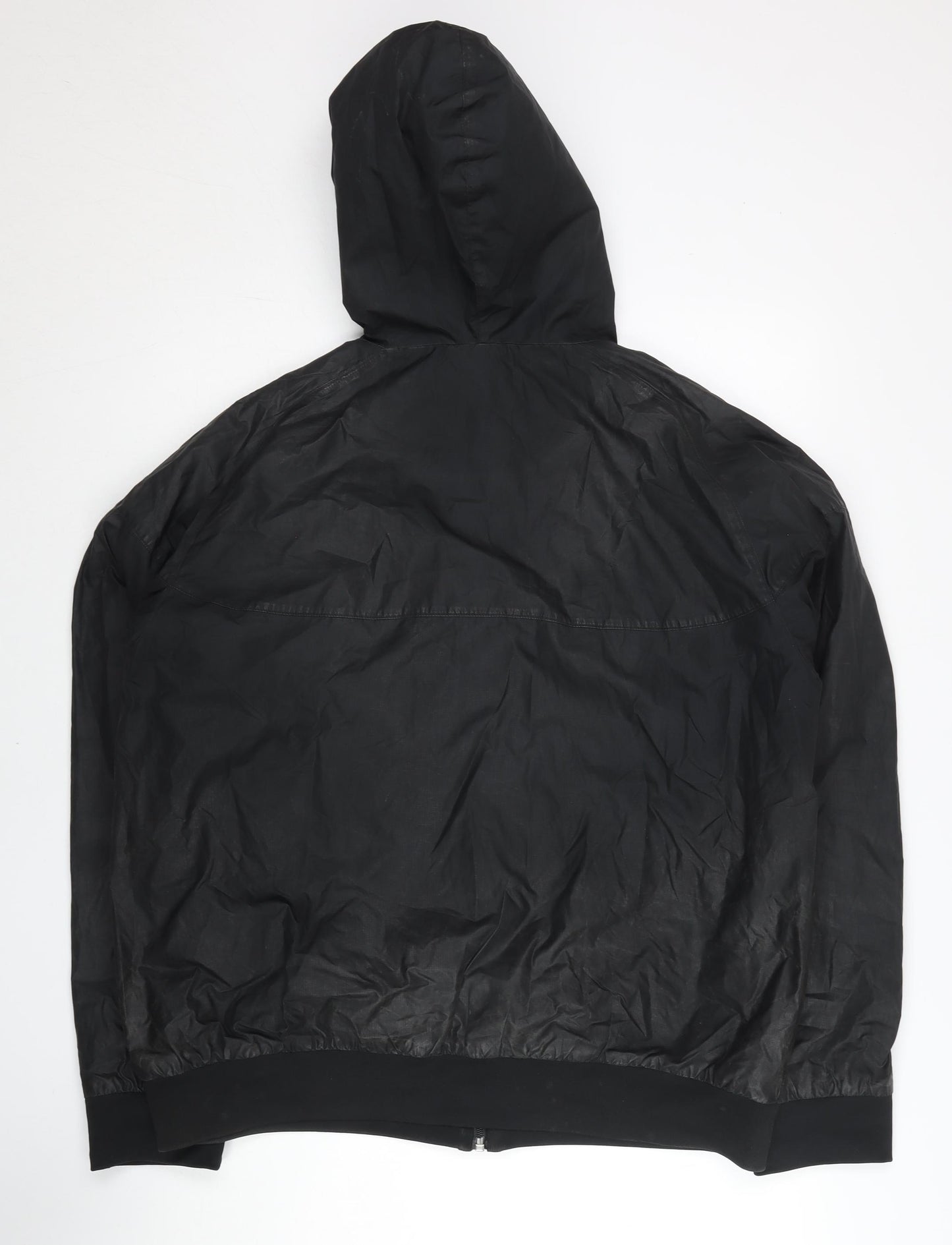 Nike Men’s Black L 42"-44" Hooded Windbreaker Jacket Full Zip Polyester
