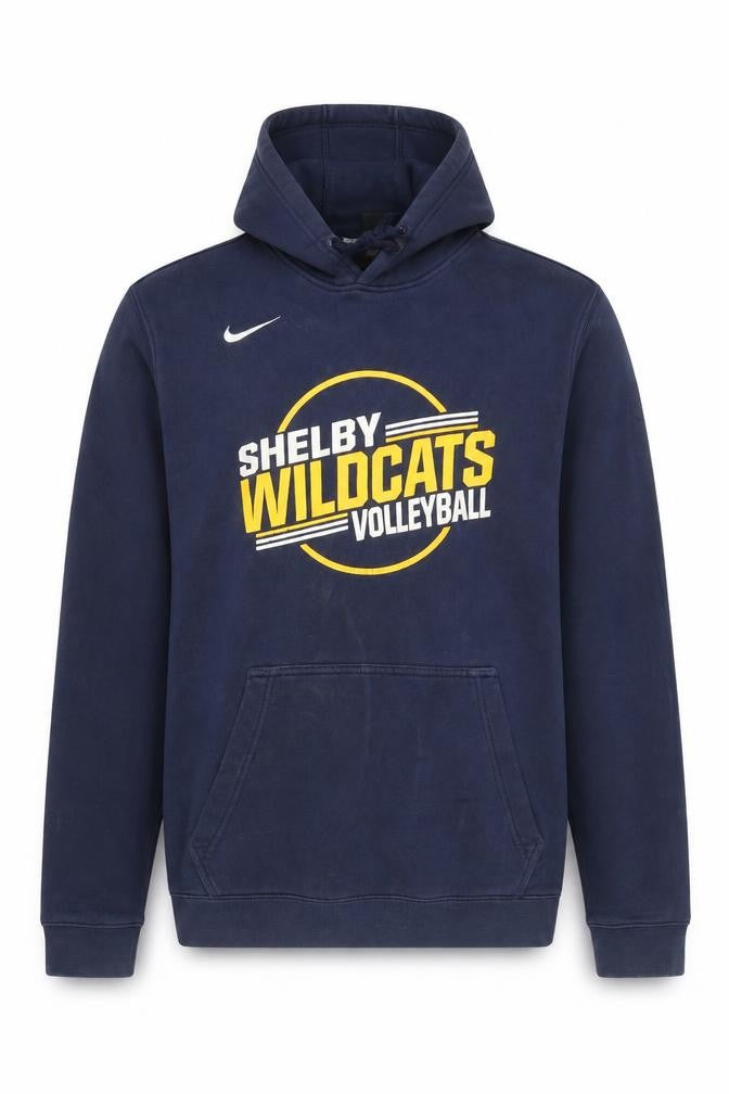 Front view of Nike Men's Blue Shelby Wildcats Volleyball Pullover Hoodie M