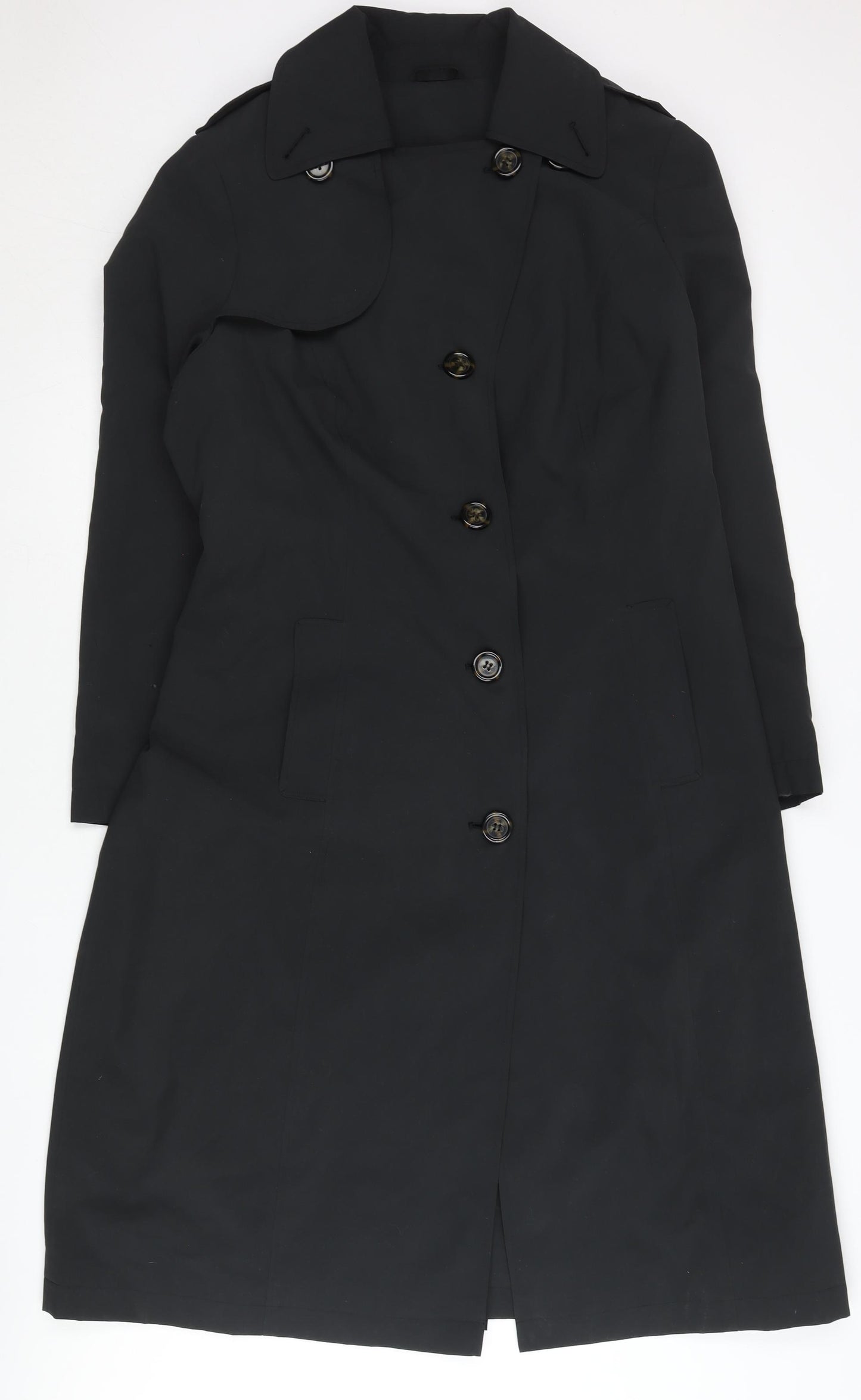 Marks and Spencer Women Black Size 20 Long Trench Coat Belted